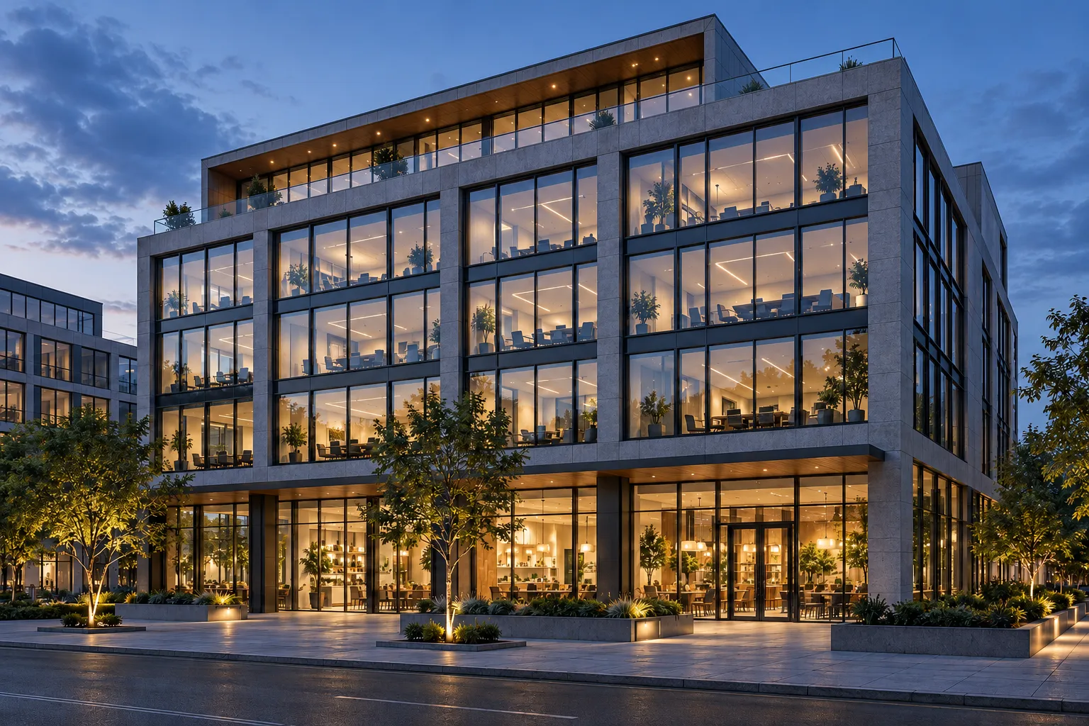 Commercial building facade window application