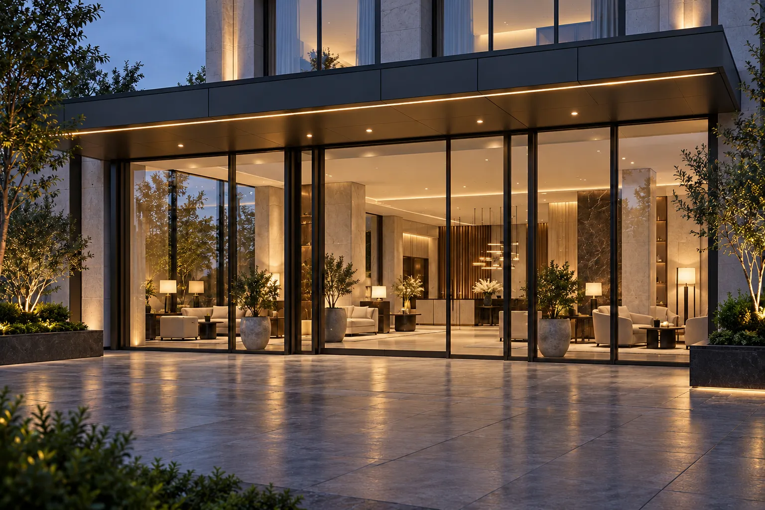 Lobby and hospitality facade window application