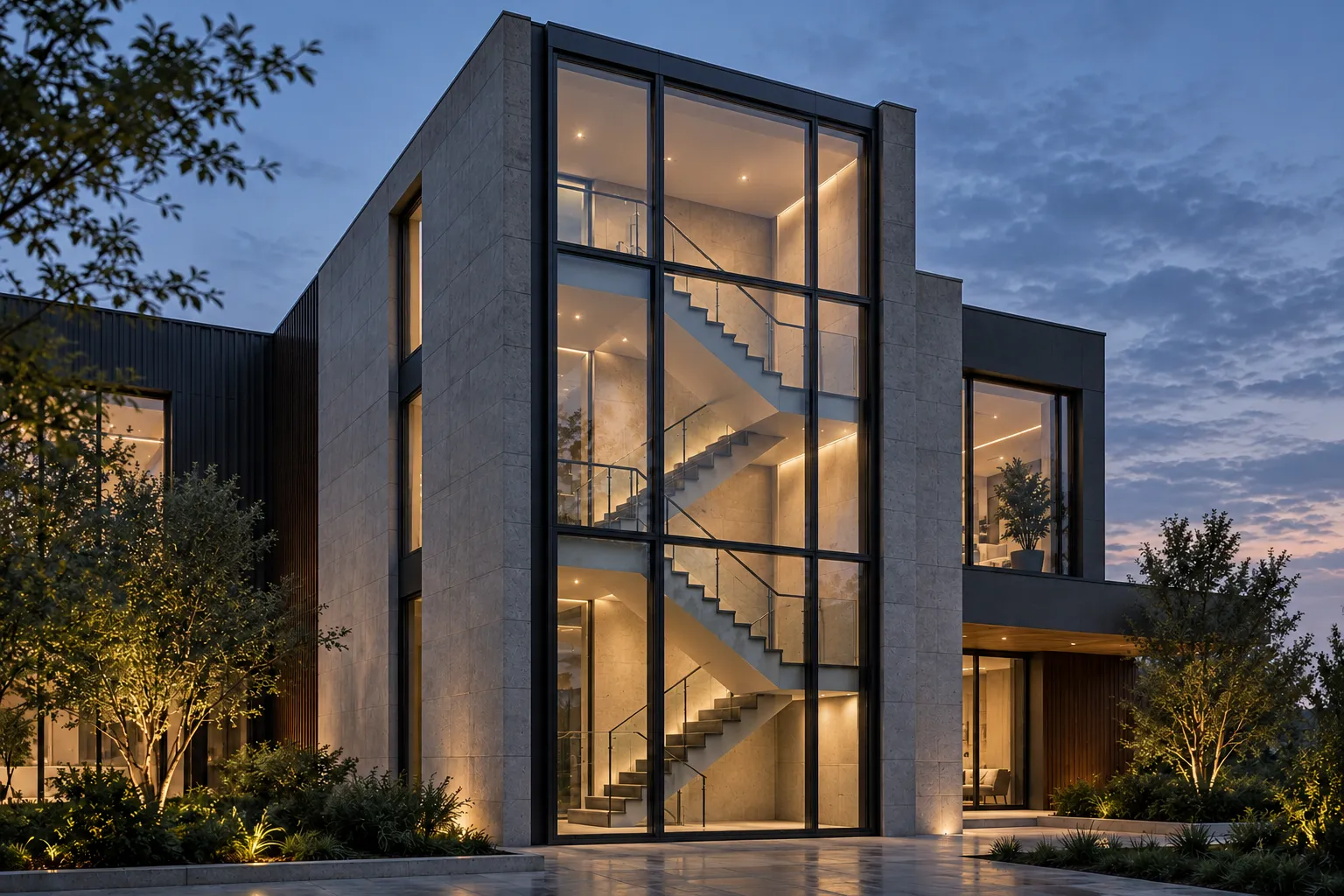 Stairwell facade window application