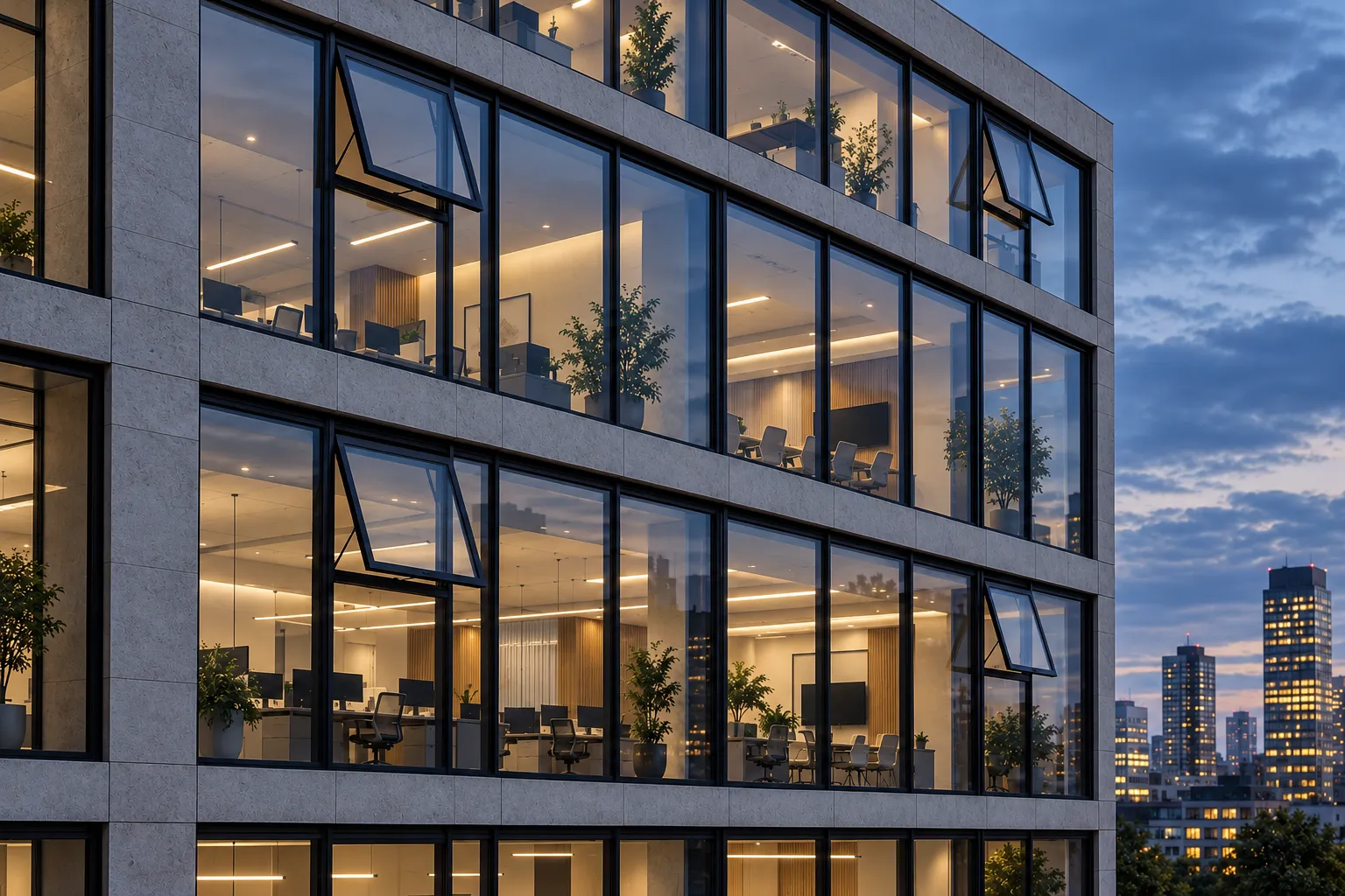 Office fixed and operable window application