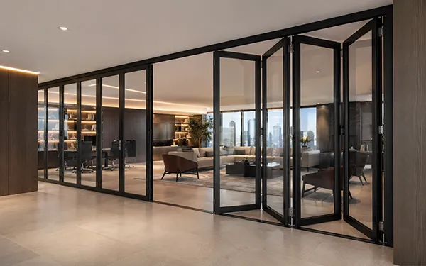 Office partition folding or moving wall application