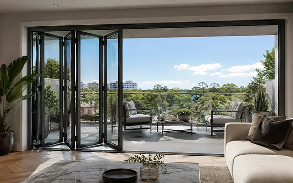 Residential balcony folding door application