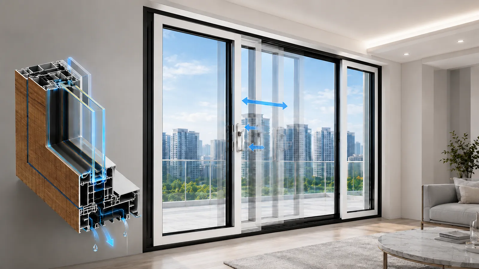 Technical concept image of a Wivics sliding window system